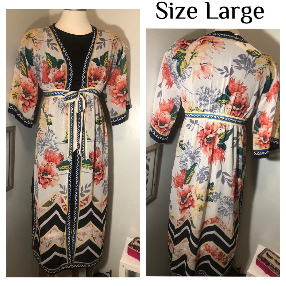 Jealous Tomato Floral Kimono Dress - Floral Large